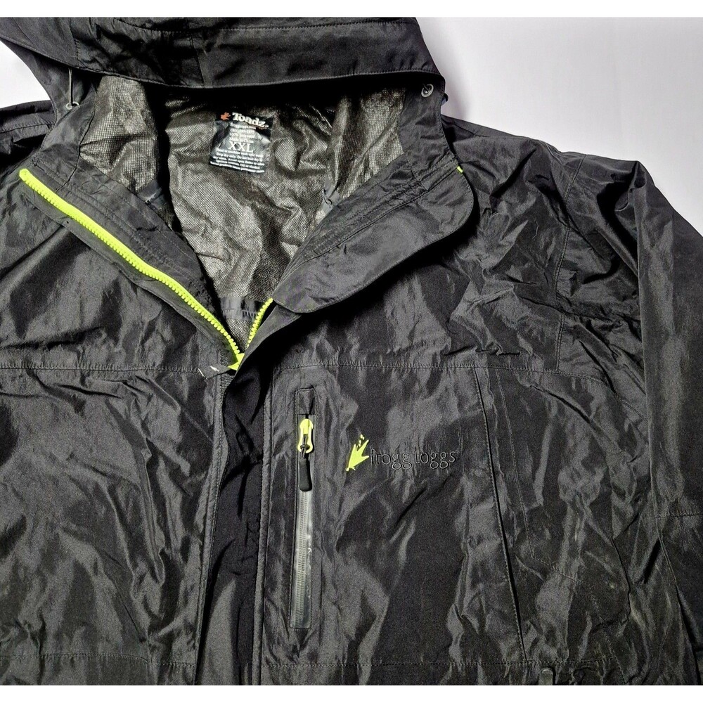 ​NEW Mens Frogg Toggs Toadz Rain Jacket Black Size XXL Waterproof Windproof Pack